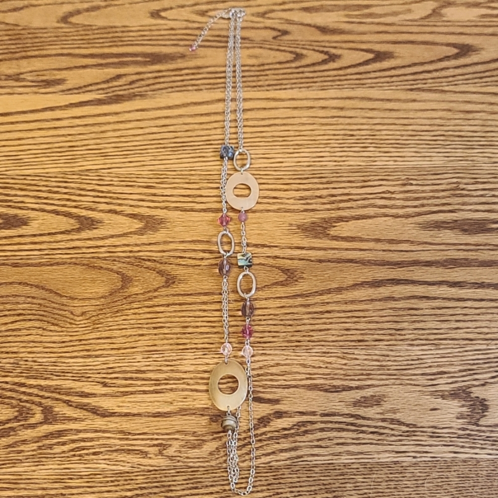 Lia Sophia Pink Carnation Mother of Pearl Necklace
